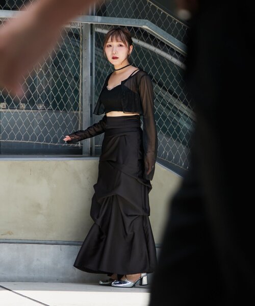 Mavie..7(メヴィセットゥ)の「【Mavie..7】後ろレースアップサテンタックスカート(スカート・レディース・ブラック・MEDIUM/SMALL)」の20枚目の写真