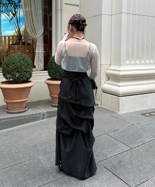 Mavie..7】後ろレースアップサテンタックスカート（スカート