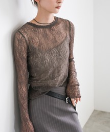 select MOCA | ストレッチレースクルーネックトップス(シャツ/ブラウス)