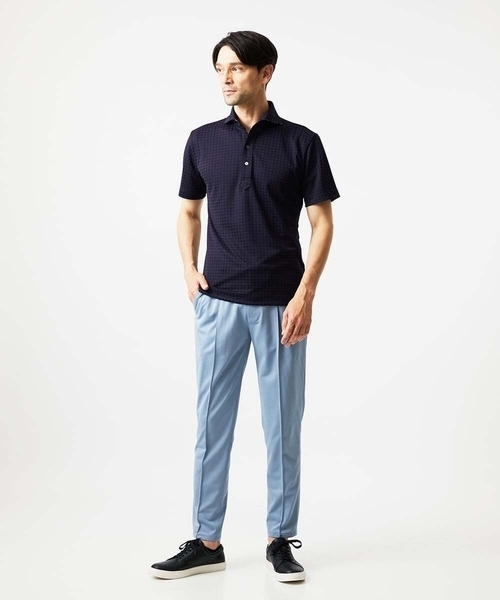 MICHEL KLEIN HOMME (ミッシェルクランオム)の「千鳥柄ジャガード半袖ポロシャツ(ポロシャツ・メンズ・ライトグレー/ネイビー/ダークグレー・MEDIUM/LARGE/X-LARGE)」の4枚目の写真
