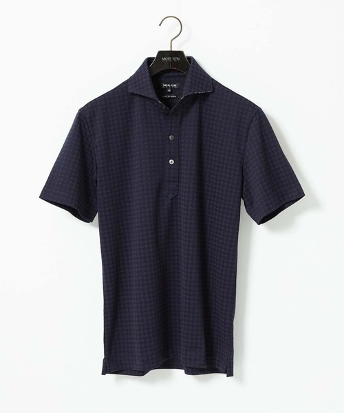 MICHEL KLEIN HOMME (ミッシェルクランオム)の「千鳥柄ジャガード半袖ポロシャツ(ポロシャツ・メンズ・ライトグレー/ネイビー/ダークグレー・MEDIUM/LARGE/X-LARGE)」の7枚目の写真