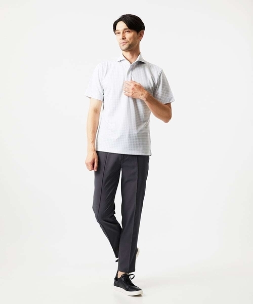MICHEL KLEIN HOMME (ミッシェルクランオム)の「千鳥柄ジャガード半袖ポロシャツ(ポロシャツ・メンズ・ライトグレー/ネイビー/ダークグレー・MEDIUM/LARGE/X-LARGE)」の8枚目の写真