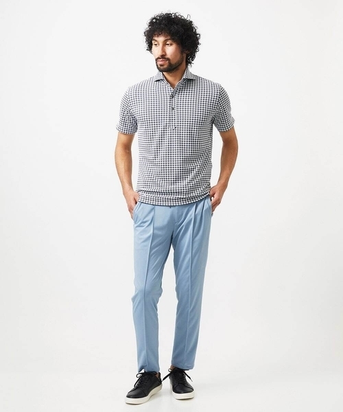 MICHEL KLEIN HOMME (ミッシェルクランオム)の「千鳥柄ジャガード半袖ポロシャツ(ポロシャツ・メンズ・ライトグレー/ネイビー/ダークグレー・MEDIUM/LARGE/X-LARGE)」の11枚目の写真