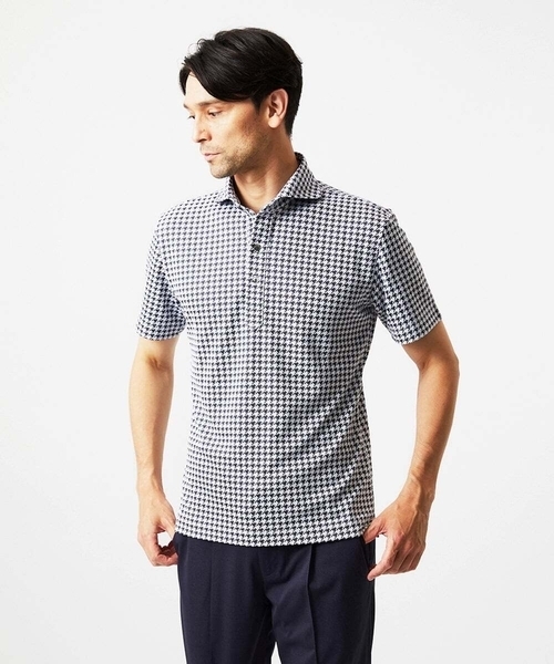 MICHEL KLEIN HOMME (ミッシェルクランオム)の「千鳥柄ジャガード半袖ポロシャツ(ポロシャツ・メンズ・ライトグレー/ネイビー/ダークグレー・MEDIUM/LARGE/X-LARGE)」の12枚目の写真
