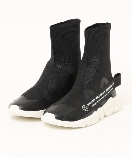 Tiara（ティアラ）の「【MAISON MAVERICK PRESENTS】DAD Slip-ons Knit Sneakers（ブーツ・レディース・ブラック/ホワイト・23/23.5/22.5）」の2枚目の写真