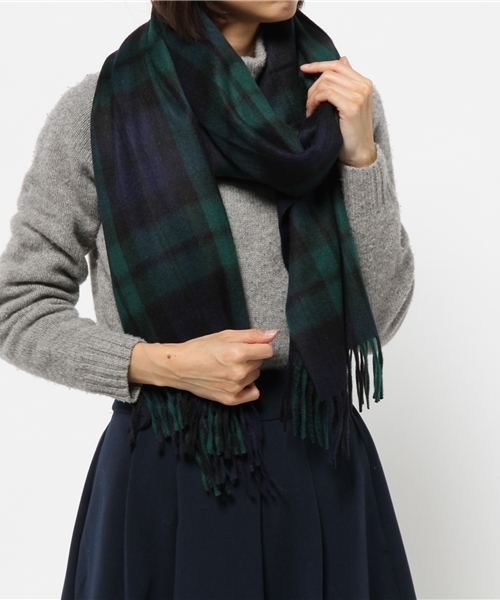 Hilltop（ヒルトップ）の「【HILLTOP/ヒルトップ】 PERTH チェックストール#（マフラー・レディース・グリーン/ネイビー/レッド/チャコールグレー/ベージュ/レッド系その他・FREE）」の10枚目の写真