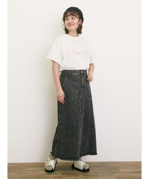 Samansa Mos2(サマンサ モスモス)の「【UVカット】スラブ天竺ロゴプリントTシャツ(Tシャツ/カットソー・レディース・ミント/チャコールグレー/オフホワイト/ピンク・F)」の7枚目の写真