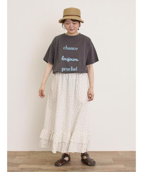 Samansa Mos2(サマンサ モスモス)の「【UVカット】スラブ天竺ロゴプリントTシャツ(Tシャツ/カットソー・レディース・ミント/チャコールグレー/オフホワイト/ピンク・F)」の16枚目の写真