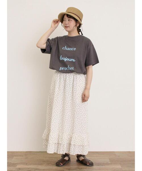 Samansa Mos2(サマンサ モスモス)の「【UVカット】スラブ天竺ロゴプリントTシャツ(Tシャツ/カットソー・レディース・ミント/チャコールグレー/オフホワイト/ピンク・F)」の17枚目の写真