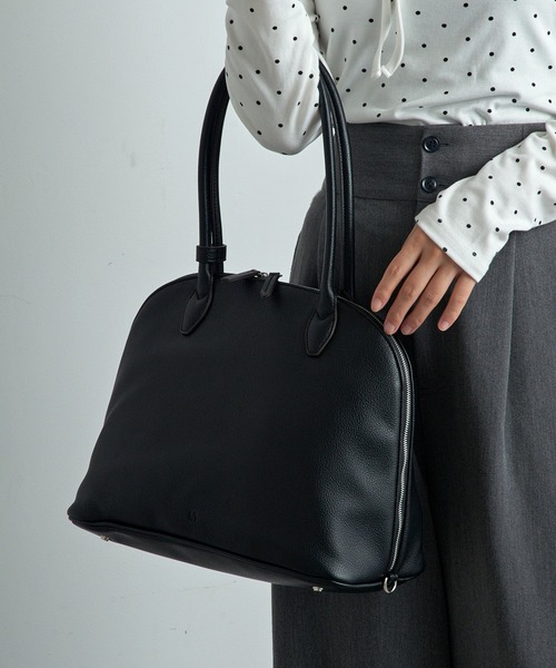 ＆MyuQ（アンドミューク）の「【＆MyuQ】THALLO ロングハンドルボストンバッグ トートバッグ（ボストンバッグ・レディース・キャメル/ブラック・FREE）」の2枚目の写真