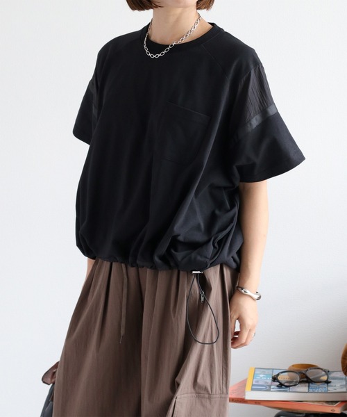 週末値下げ　ゴーシュ カットソー　未使用 セール】シアー切替 スソドロストポケットTee 2（Tシャツ