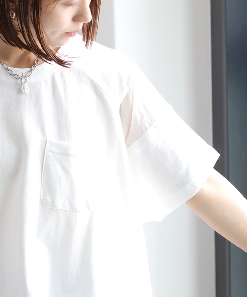 cepo(セポ)の「シアー切替 スソドロストポケットTee 2(Tシャツ/カットソー・レディース・ブラック/オフホワイト/カーキ・M)」の9枚目の写真