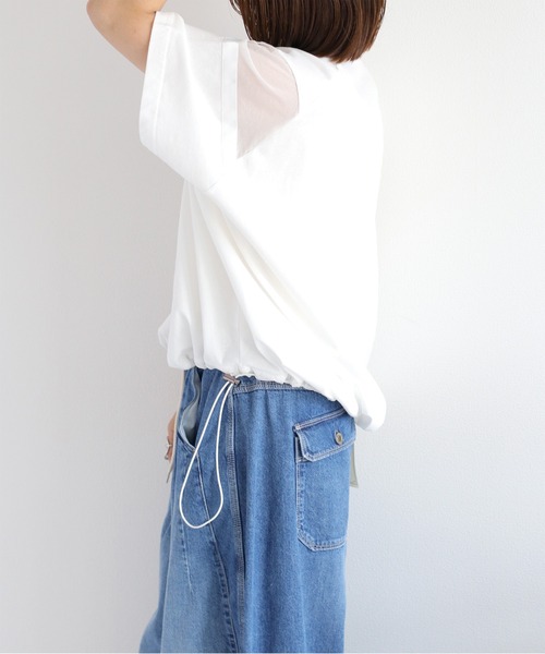 DE BE SO でべそ ストリップ セール】シアー切替 スソドロストポケットTee 2（Tシャツ