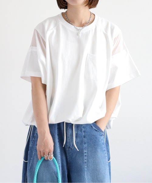 cepo(セポ)の「シアー切替 スソドロストポケットTee 2(Tシャツ/カットソー・レディース・ブラック/オフホワイト/カーキ・M)」の8枚目の写真