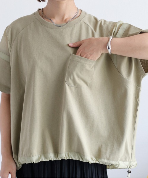cepo(セポ)の「シアー切替 スソドロストポケットTee 2(Tシャツ/カットソー・レディース・ブラック/オフホワイト/カーキ・M)」の16枚目の写真