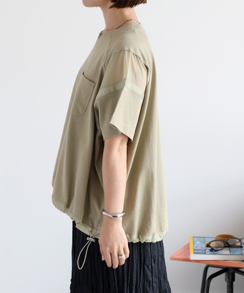 cepo(セポ)の「シアー切替 スソドロストポケットTee 2(Tシャツ/カットソー・レディース・ブラック/オフホワイト/カーキ・M)」の12枚目の写真
