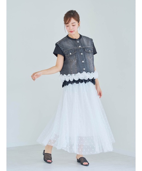 miu miu フリル付きデニムベスト Miu Miu（ミュウミュウ）ウィメンズ ベスト - FARFETCH