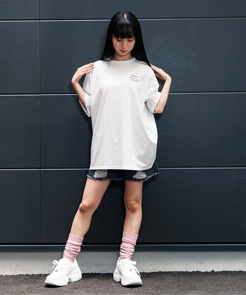 algy(アルジー)の「algyロゴボリュームルーズソックス(ソックス/靴下・キッズ・オフホワイト/サックスブルー/ブラック/ピンク・21/24)」の14枚目の写真