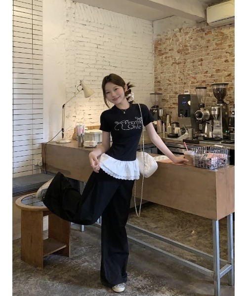 Ritzy(リッツィー)の「刺繍レース配色 Tシャツ/カットソー(Tシャツ/カットソー・レディース・ブラック・L/M)」の9枚目の写真
