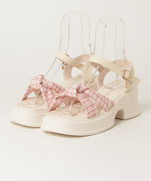 mebole(メボレ)の「Twist Tweed Ribbon Sandal(サンダル・レディース・ピンク/アイボリー・SMALL/MEDIUM/LARGE)」の9枚目の写真