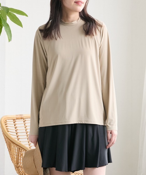 slattgir(スラットジール)の「高身長 ラッシュガードプルオーバー(UVカット・接触冷感・吸汗速乾)(トールサイズ)Essenave(ラッシュガード・レディース・ベージュ/グリーン・TM/TL/TLL/T3L/T4L/T5L)」の3枚目の写真