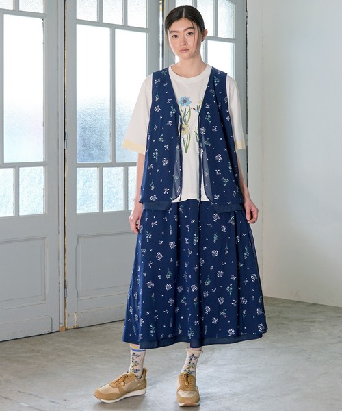 スーパーハッカ（SUPER HAKKA）/エステルシフォンブライズ加工小花プリント+コットンローンベスト エステルシフォンブライズ加工小花プリント＋コットンローンベスト