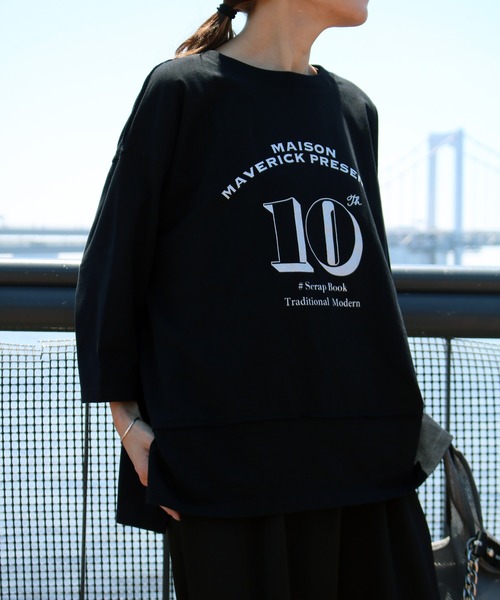 Scrap Book（スクラップブック）の「【MAISON MAVERICK PRESENTS】40/2 CLASSIC天竺 Three-quarter sleeves Tシャツ（Tシャツ/カットソー・レディース・ブラック/ホワイト・FREE）」の5枚目の写真