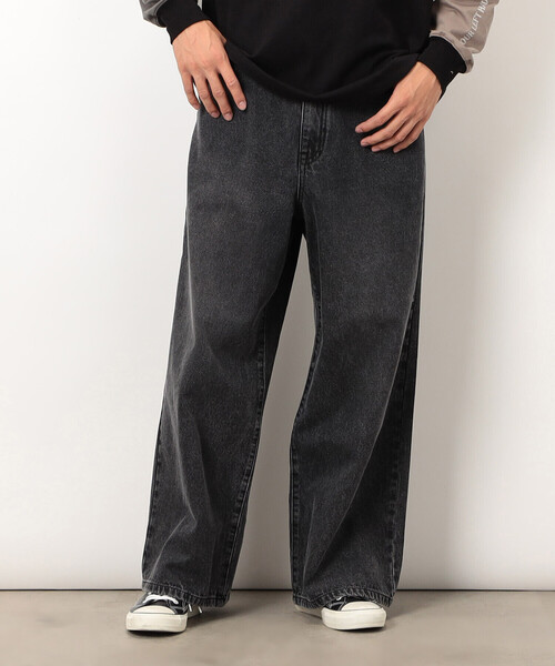 Purple&Yellow(パープルアンドイエロー)の「デニムワイドバギーパンツ(デニムパンツ・メンズ・インディゴブルー/ブラック・X-SMALL/SMALL/MEDIUM/LARGE)」の2枚目の写真