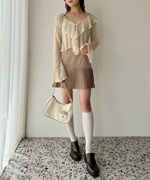 one after another NICE CLAUP（ワンアフターアナザーナイスクラップ）の「サイズ展開あり/裾プリーツキャミワンピース（ワンピース・レディース・ドット/ベージュ/ブラック/チャコールグレー・MEDIUM/SMALL）」の13枚目の写真