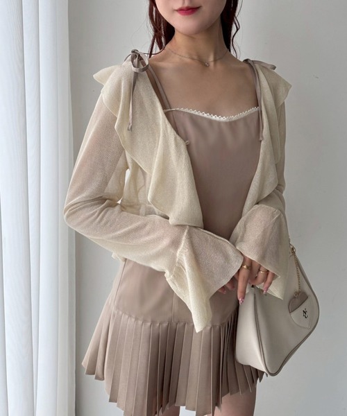 one after another NICE CLAUP（ワンアフターアナザーナイスクラップ）の「サイズ展開あり/裾プリーツキャミワンピース（ワンピース・レディース・ドット/ベージュ/ブラック/チャコールグレー・MEDIUM/SMALL）」の18枚目の写真