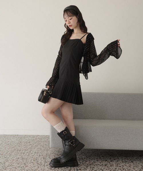 one after another NICE CLAUP（ワンアフターアナザーナイスクラップ）の「サイズ展開あり/裾プリーツキャミワンピース（ワンピース・レディース・ドット/ベージュ/ブラック/チャコールグレー・MEDIUM/SMALL）」の19枚目の写真