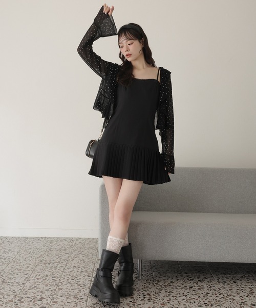 one after another NICE CLAUP（ワンアフターアナザーナイスクラップ）の「サイズ展開あり/裾プリーツキャミワンピース（ワンピース・レディース・ドット/ベージュ/ブラック/チャコールグレー・MEDIUM/SMALL）」の20枚目の写真