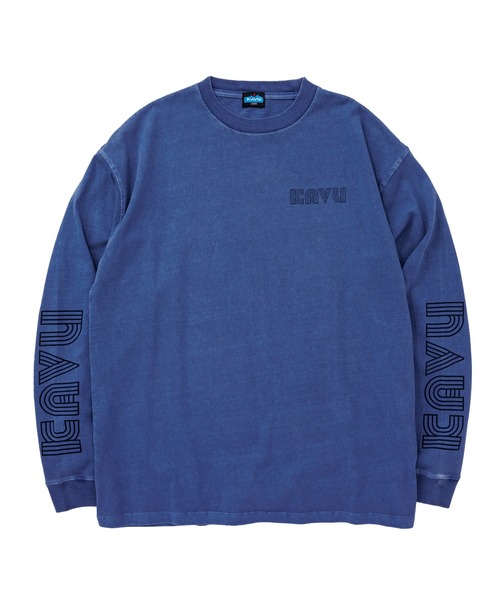 KAVU(カブー)の「KAVU/カブー Sleeve Print L/S Tee/スリーブプリント(Tシャツ/カットソー・メンズ・ライトグレー/ネイビー/イエロー・LARGE/MEDIUM/X-LARGE)」の1枚目の写真