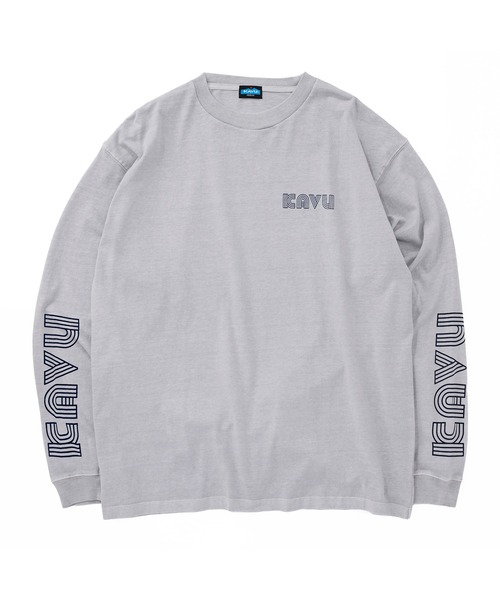 KAVU(カブー)の「KAVU/カブー Sleeve Print L/S Tee/スリーブプリント(Tシャツ/カットソー・メンズ・ライトグレー/ネイビー/イエロー・LARGE/MEDIUM/X-LARGE)」の2枚目の写真