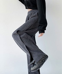 裏起毛 コーデュロイ フロント スリット パンツ