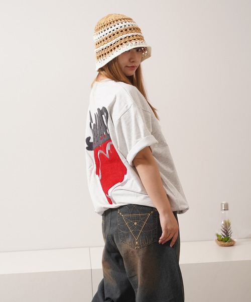 1111clothing(ワンフォークロージング)の「ハートサガラ刺繍 スウェットTシャツ / Heart Sagara Embroidery Sweatshirt T-Shirt(Tシャツ/カットソー・メンズ・ブラック系1/ブラック系2/ホワイト系1/ホワイト系2・M/L/XL)」の20枚目の写真
