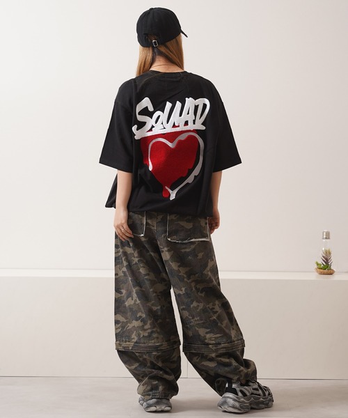 1111clothing(ワンフォークロージング)の「ハートサガラ刺繍 スウェットTシャツ / Heart Sagara Embroidery Sweatshirt T-Shirt(Tシャツ/カットソー・メンズ・ブラック系1/ブラック系2/ホワイト系1/ホワイト系2・M/L/XL)」の10枚目の写真