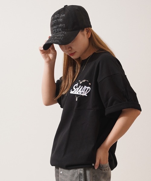 1111clothing(ワンフォークロージング)の「ハートサガラ刺繍 スウェットTシャツ / Heart Sagara Embroidery Sweatshirt T-Shirt(Tシャツ/カットソー・メンズ・ブラック系1/ブラック系2/ホワイト系1/ホワイト系2・M/L/XL)」の14枚目の写真
