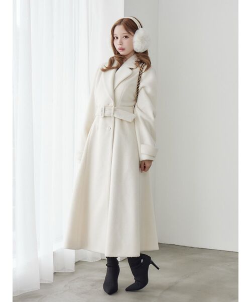 エルメスーホワイトロングコートー専用 6月10日迄のお取り置きです エイミーイストワール EIMY ISTOIRE マーメイドラインコート （IVORY