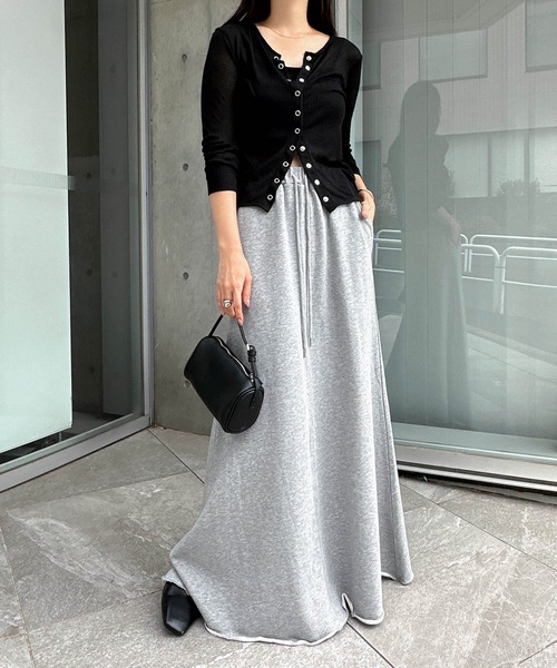 セール】裏毛スウェットロングフレアスカート（スカート）｜andme