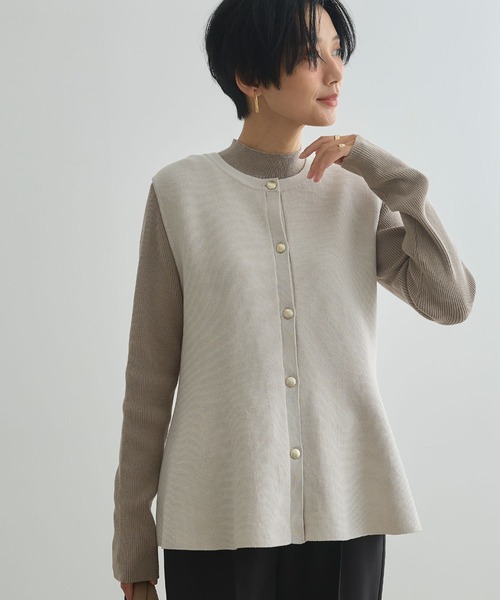 CROSS FUNCTION（クロスファンクション）の「《洗える》サマ美え マシュマロミラノペプラムニットベスト【CROSS FUNCTION/クロスファンクション】（ニット/セーター・レディース・レッド/ネイビー/ライトベージュ/ブラック・L/M/LL）」の3枚目の写真