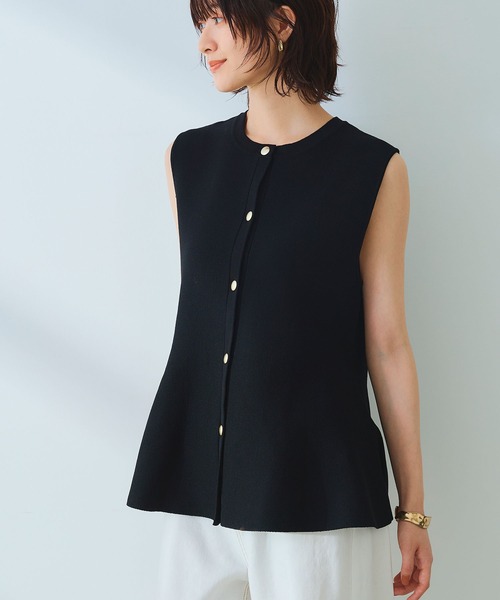 CROSS FUNCTION（クロスファンクション）の「《洗える》サマ美え マシュマロミラノペプラムニットベスト【CROSS FUNCTION/クロスファンクション】（ニット/セーター・レディース・レッド/ネイビー/ライトベージュ/ブラック・L/M/LL）」の5枚目の写真