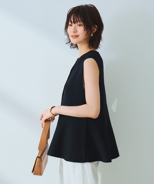 CROSS FUNCTION（クロスファンクション）の「《洗える》サマ美え マシュマロミラノペプラムニットベスト【CROSS FUNCTION/クロスファンクション】（ニット/セーター・レディース・レッド/ネイビー/ライトベージュ/ブラック・L/M/LL）」の8枚目の写真