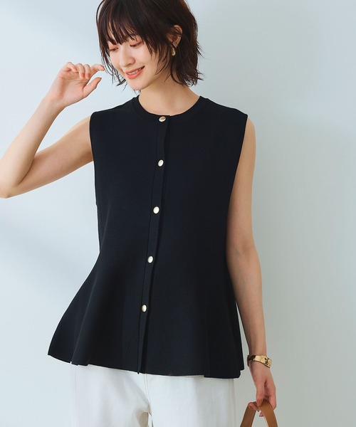 CROSS FUNCTION（クロスファンクション）の「《洗える》サマ美え マシュマロミラノペプラムニットベスト【CROSS FUNCTION/クロスファンクション】（ニット/セーター・レディース・レッド/ネイビー/ライトベージュ/ブラック・L/M/LL）」の6枚目の写真