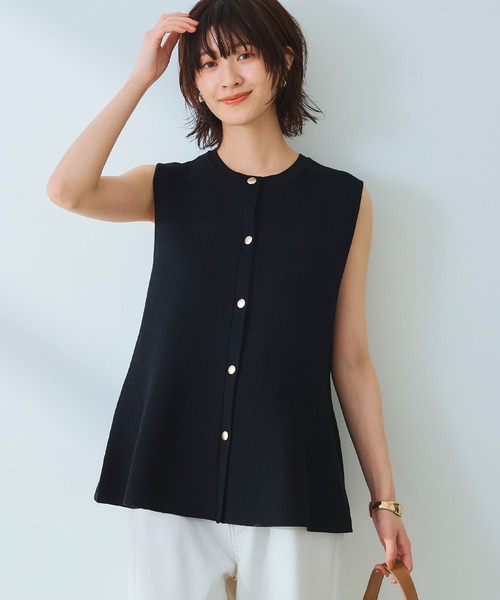 CROSS FUNCTION（クロスファンクション）の「《洗える》サマ美え マシュマロミラノペプラムニットベスト【CROSS FUNCTION/クロスファンクション】（ニット/セーター・レディース・レッド/ネイビー/ライトベージュ/ブラック・L/M/LL）」の7枚目の写真