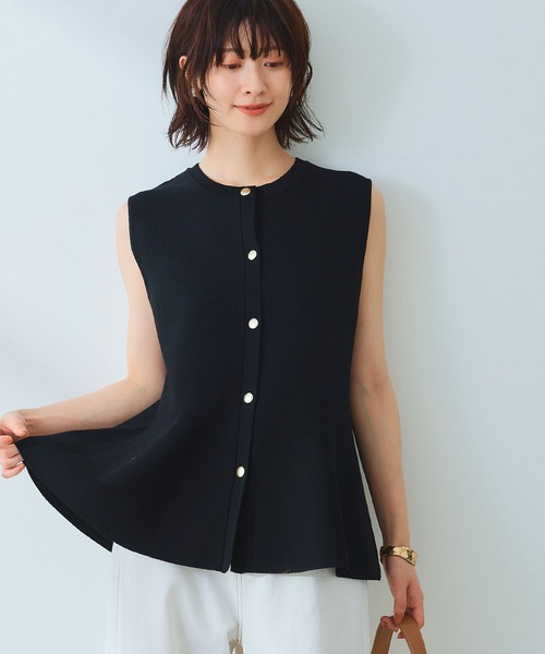 CROSS FUNCTION（クロスファンクション）の「《洗える》サマ美え マシュマロミラノペプラムニットベスト【CROSS FUNCTION/クロスファンクション】（ニット/セーター・レディース・レッド/ネイビー/ライトベージュ/ブラック・L/M/LL）」の9枚目の写真