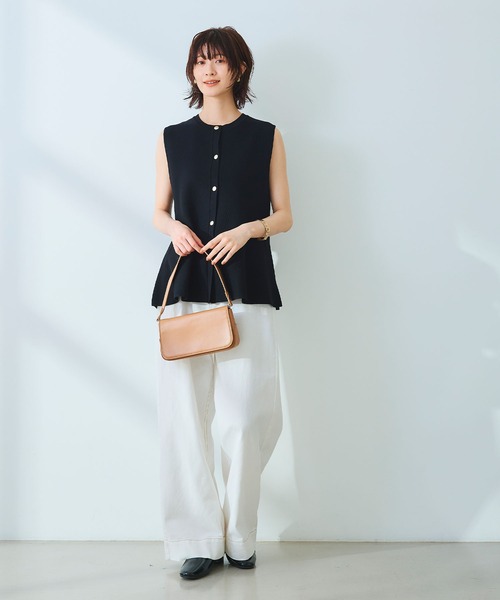 CROSS FUNCTION（クロスファンクション）の「《洗える》サマ美え マシュマロミラノペプラムニットベスト【CROSS FUNCTION/クロスファンクション】（ニット/セーター・レディース・レッド/ネイビー/ライトベージュ/ブラック・L/M/LL）」の11枚目の写真