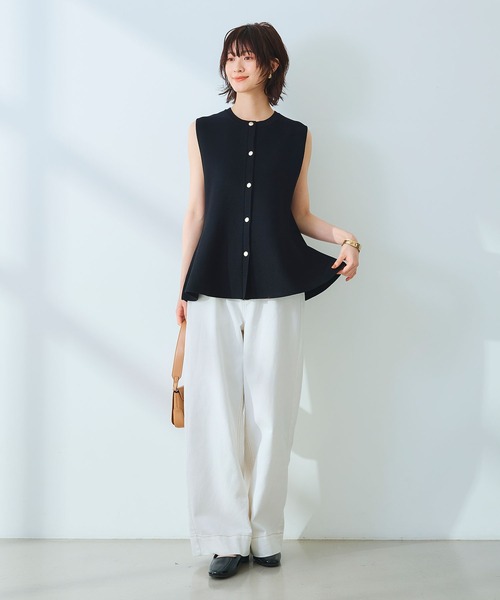 CROSS FUNCTION（クロスファンクション）の「《洗える》サマ美え マシュマロミラノペプラムニットベスト【CROSS FUNCTION/クロスファンクション】（ニット/セーター・レディース・レッド/ネイビー/ライトベージュ/ブラック・L/M/LL）」の12枚目の写真