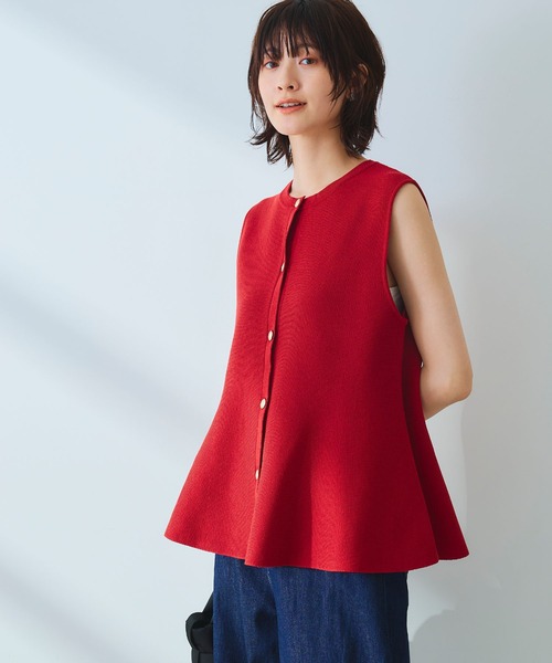 CROSS FUNCTION（クロスファンクション）の「《洗える》サマ美え マシュマロミラノペプラムニットベスト【CROSS FUNCTION/クロスファンクション】（ニット/セーター・レディース・レッド/ネイビー/ライトベージュ/ブラック・L/M/LL）」の17枚目の写真