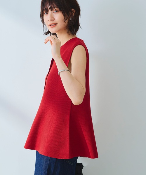 CROSS FUNCTION（クロスファンクション）の「《洗える》サマ美え マシュマロミラノペプラムニットベスト【CROSS FUNCTION/クロスファンクション】（ニット/セーター・レディース・レッド/ネイビー/ライトベージュ/ブラック・L/M/LL）」の20枚目の写真